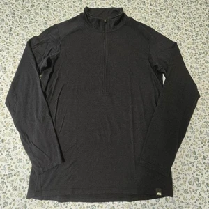 REI Co-op Pullover Mens Medium Black Merino Wool Half Zip Long Sleeve Outdoor - Picture 1 of 23