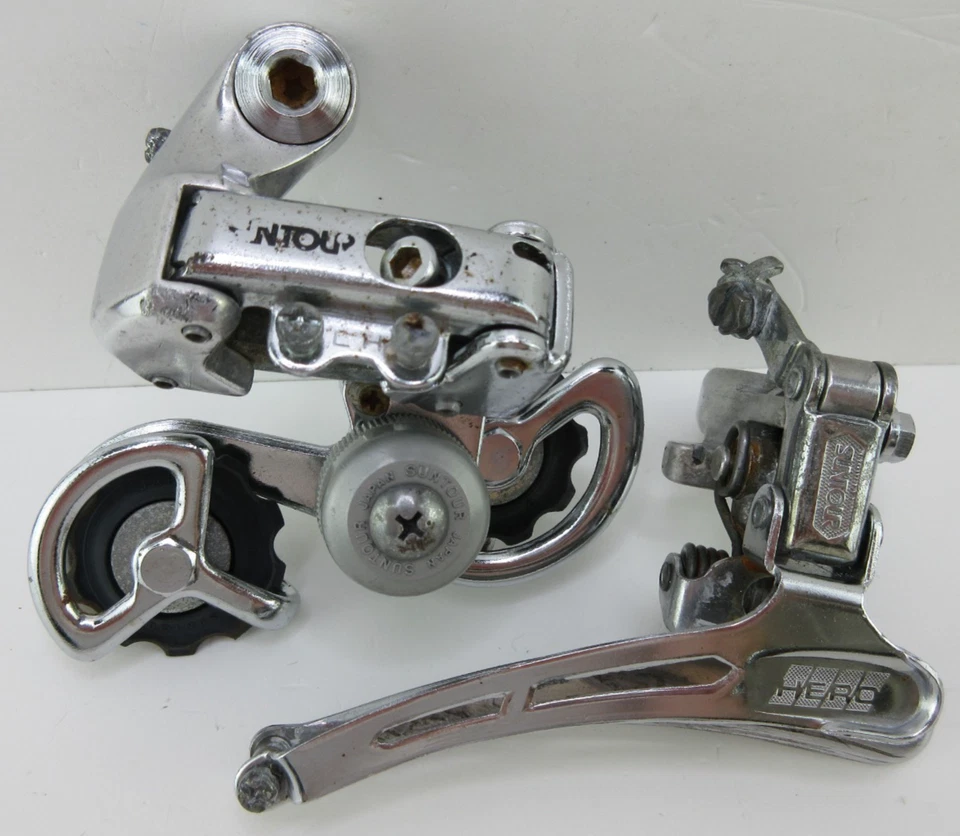 Juego de desviador delantero vintage SunTour AR jaula larga y héroe bicicleta de turismo de carretera Foto 1 de 4