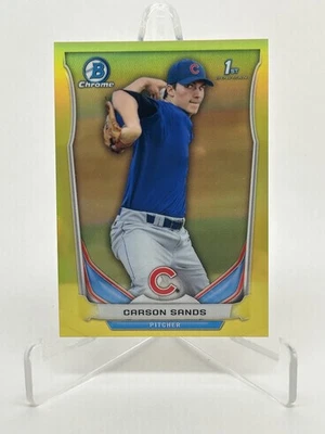 2014 Bowman Chrome Mini CARSON SANDS 1st Bowman Yellow Refractor 25/25 Cubs - Image 1 of 3