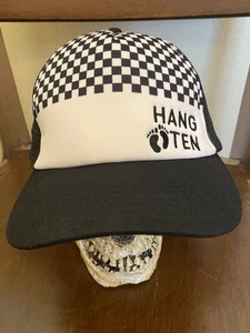 Hang Ten Surf Skate Mütze! Schwarz + weiß karierter Trucker Style! Original seit 1960! - Bild 1 von 7