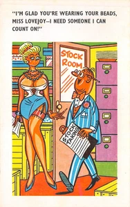 POSTCARD COMIC RISQUE GIRLS BIG BOOBS STOCK TAKE COUNT ON - Picture 1 of 2