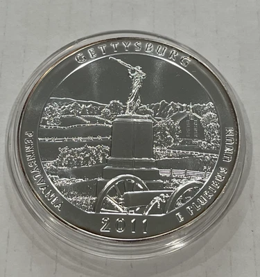 2011 Gettysburg National Military Park  5 oz Silver ATB - Image 1 of 2