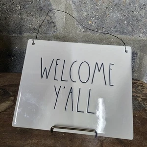 RAE DUNN Bienvenido Y'All Decoración del Hogar Pared Colgante Letrero Blanco Cerámica - Imagen 1 de 4