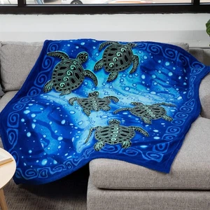 Meeresschildkröte Fleecedecke für Bett, 75" x 90" Queen Size Meeresschildkröte Fleece Thr... - Bild 1 von 7