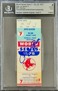 Pete Rose Signed 1975 World Series Game 7 Ticket Stub Reds 3rd WS Beckett 4VG-EX - Picture 1 of 2