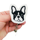 Boston Terrier Retractable Badge Reel Dog Pet Clip Name Tag Holder for Work ID