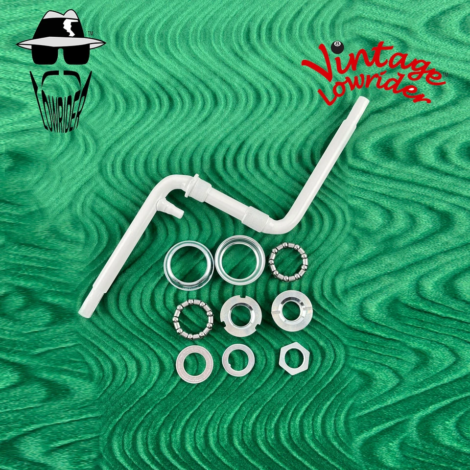 VINTAGE LOWRIDER 6 1/2" LONG WHITE BICYCLE HEAVY-DUTY 1 PIECE STEEL CRANK W/B.B. - Image 1 of 2