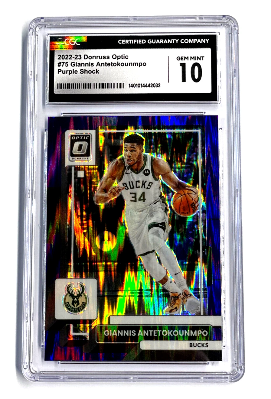 2022-23 Donruss Optic Purple Shock #75 GIANNIS ANTETOKOUNMPO CGC 10 GEM MINT
