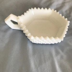 Westmoreland Milk Glass English Hobnail Bon Bon Candy Nappy Dish 6 Sided Antique - Picture 1 of 5
