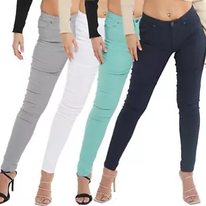 Ladies Chino Trousers Skinny Fit Stretch Womens Chinos Casual Formal UK 6-18 - Picture 1 of 38