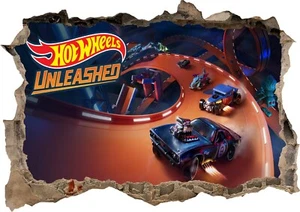 Hot Wheels Toys Cars Kids Boys 3d Smashed Wall View Sticker Poster Mural Z760 - Picture 1 of 1