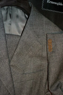 $3295 COMO NUEVO Traje Ermenegildo Zegna Lana Cachemira Príncipe de Gales 40R 37W Italia Foto 1 de 4