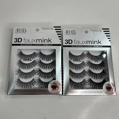 Ardell 3D Faux Mink False Eyelashes #853 BLACK Lightweight invisiband Lot Of 2 - Image 1 of 4