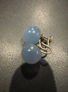 VTG Lucite Power Blue Sterling Screw Back Earring VTG Good Condition - Picture 1 of 3