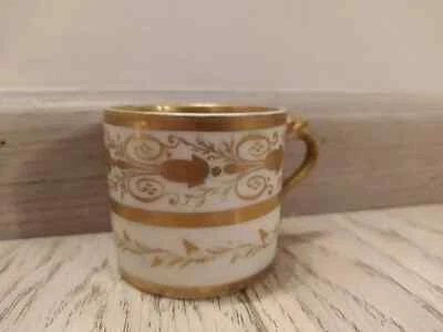 Taza de cerámica preciosa oro rara neoclásica siglo XIX fábrica Ferdinado real Foto 1 de 4