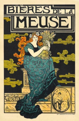 Bieres De La Meuse 1896 Vintage Beer Advertisement Giclee Canvas Print 20x30 - Image 1 of 2