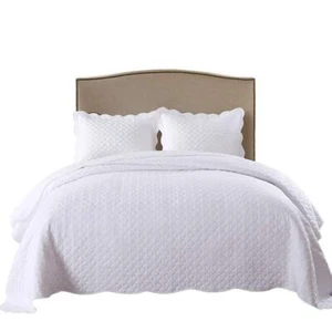 3 Piece White Cotton Quilt Set Bedspread Set - Picture 1 of 8