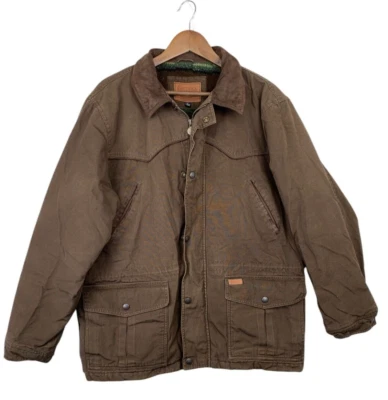 Outback Trading HEAVY Ranch Barn Western Jacket Men L Brown Oilskin Pathfinder - Image 1 of 4
