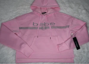 Bebe Sport Women's Glitter Logo Hoodie Pink Size Medium New With Tags BB2336F - Picture 1 of 6