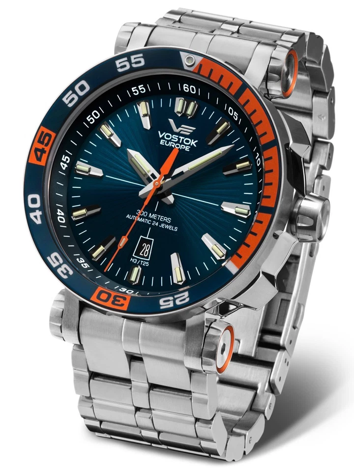 Vostok-Europe Energia 2 Leather Blue Orange Watch NH35/575A279