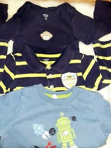 Toddler boys clothes size 18 months Carter's blue long sleeve t shirt bundle lot