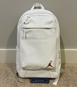 white leather jordan backpack