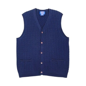 Pendleton Mens Wool Cable Knit Button Front Sweater Vest Size M Navy Academia - Picture 1 of 7