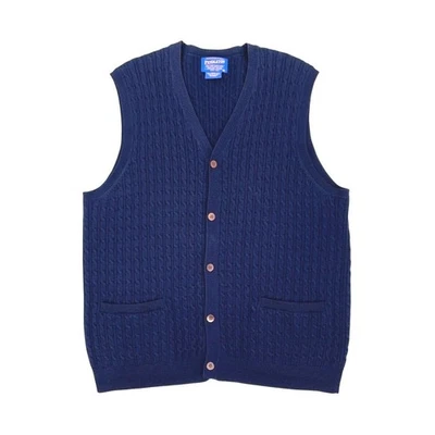 Pendleton Mens Wool Cable Knit Button Front Sweater Vest Size M Navy Academia - Image 1 of 4