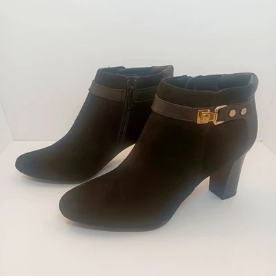 Ankle Boots Black Faux Suede Zip-Up Block Heel Booties Women's Size 9M Alfani - Image 1 of 4