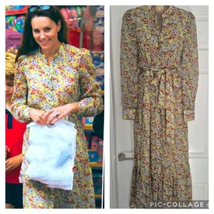 & OTHER STORIES And KATE MIDI FLORAL Shurt Ruffle DRESS UK 6/8 Usa 2/4 Ex Con - Picture 1 of 15