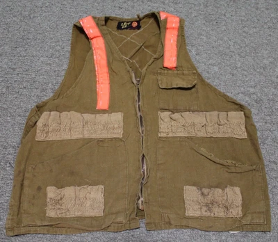 VTG 1960s Bullseye Bill Water Repellent Brown Canvas Shooting Vest Zip-Up Medium - Image 1 of 4