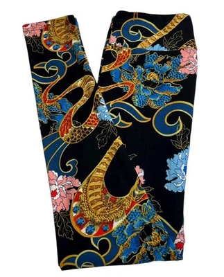 Leggings LuLaRoe OS tamanho único cobra animal floral colorida COBRA Índia China macia - Imagem 1 de 4