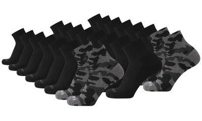 Calcetines para hombre - Calcetines deportivos de corte cuarto de cojín (paquete de 24), talla 6-12,5, negros... Foto 1 de 4