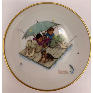 Norman Rockwell Four Seasons Mini Plate "FISHERMAN'S PARADISE" SUMMER 1954- USED - Picture 1 of 5