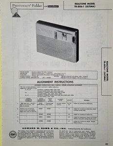 SAMS PHOTOFACT TRANSISTOR RADIO MANUAL REALTONE MODEL TR-806-1 (ULTIMA) - Picture 1 of 1