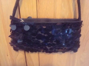 NEXT Small Black Sequinned Beaded Evening Handbag Shoulder Bag VGC - Picture 1 of 2