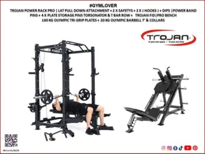 Trojan PowerPro Power Rack Lat Pull Down Bench PRO Leg Press Hack Squat + 160... - Picture 1 of 1