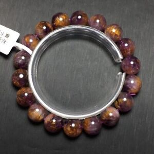 11mm Natural Purple Titanium Crystal Brazilian Beads Bracelet AAAA+