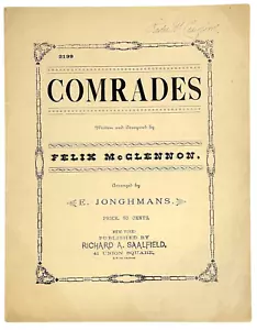 Comrades Antique 1800's Sheet Music by Felix McClennon - Large Format - Picture 1 of 2