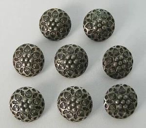 Rare Karl Seitz Sterling .800 Silver Repousse Deco Style Button Set Innsbruck - Picture 1 of 7
