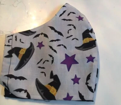 Halloween Mask/Witches Hat/Flying Bats/and Stars Print with Elastic - Image 1 of 3