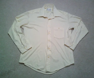 Vintage Sears Mens Store Button Shirt Mens XL Yellow Dagger Collar 70s - Picture 1 of 9