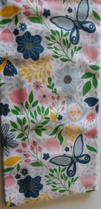 FULL UNCUT Multicolor BLUE BUTTERFLIES AND FLOWERS Cotton Kitchen Towel - Picture 1 of 2