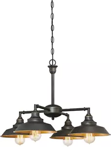 6345000 Four-Light Indoor Iron Hill Chandelier, 4, Oil Rubbed Bronze with Highli - Picture 1 of 3