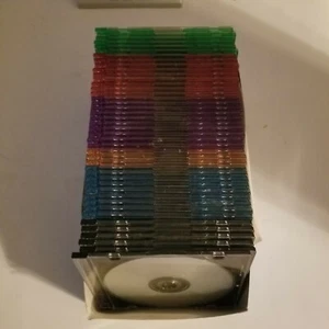 HP Slim Line Jewel Color Case Lot of 37 Plus 6 Memorex Blank DVD RW & Cases, New - Picture 1 of 4