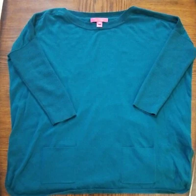 Suéter Lilly Pulitzer Mujer Cobo Talla XS Verde Metálico Cuello Barco Dolman Cuadrado Foto 1 de 4