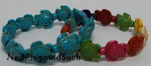 Meeresschildkröten Multi Elastisch Schnur Türkis Howlith Armband 2er Set - Bild 1 von 6