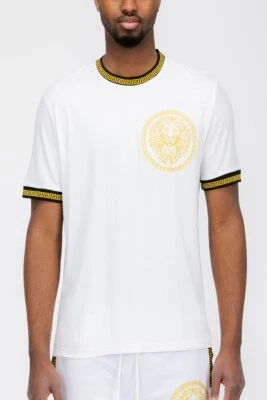 Camiseta Para Hombre Diseñador Bordada León Griego Italia Estilo Ajuste Elastizada Informal Foto 1 de 2