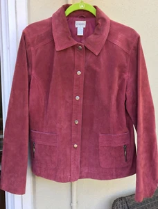 Vintage CHICO’S Genuine Suede Leather Women’s Jacket Size 2 Pink Mauve Plum - Picture 1 of 4