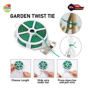Kitchen Bag Gardening Plant Green Twist Tie Wire Roll With Cutter Strapping 30m - Picture 1 of 18